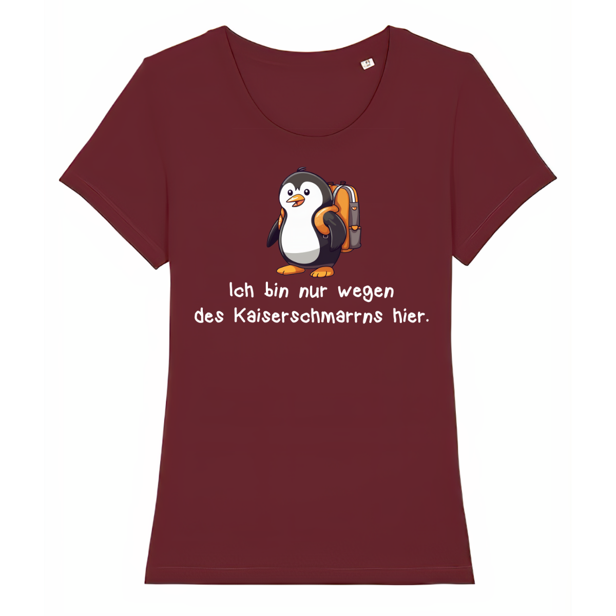 Kaiserschmarrn Fanatiker Damen T-Shirt mit Kaiserschmarrn-Spruch, Print Nahaufnahme