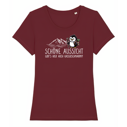 Schöne Aussicht Frauen Shirt mit Bergmotiv, Print Nahaufnahme