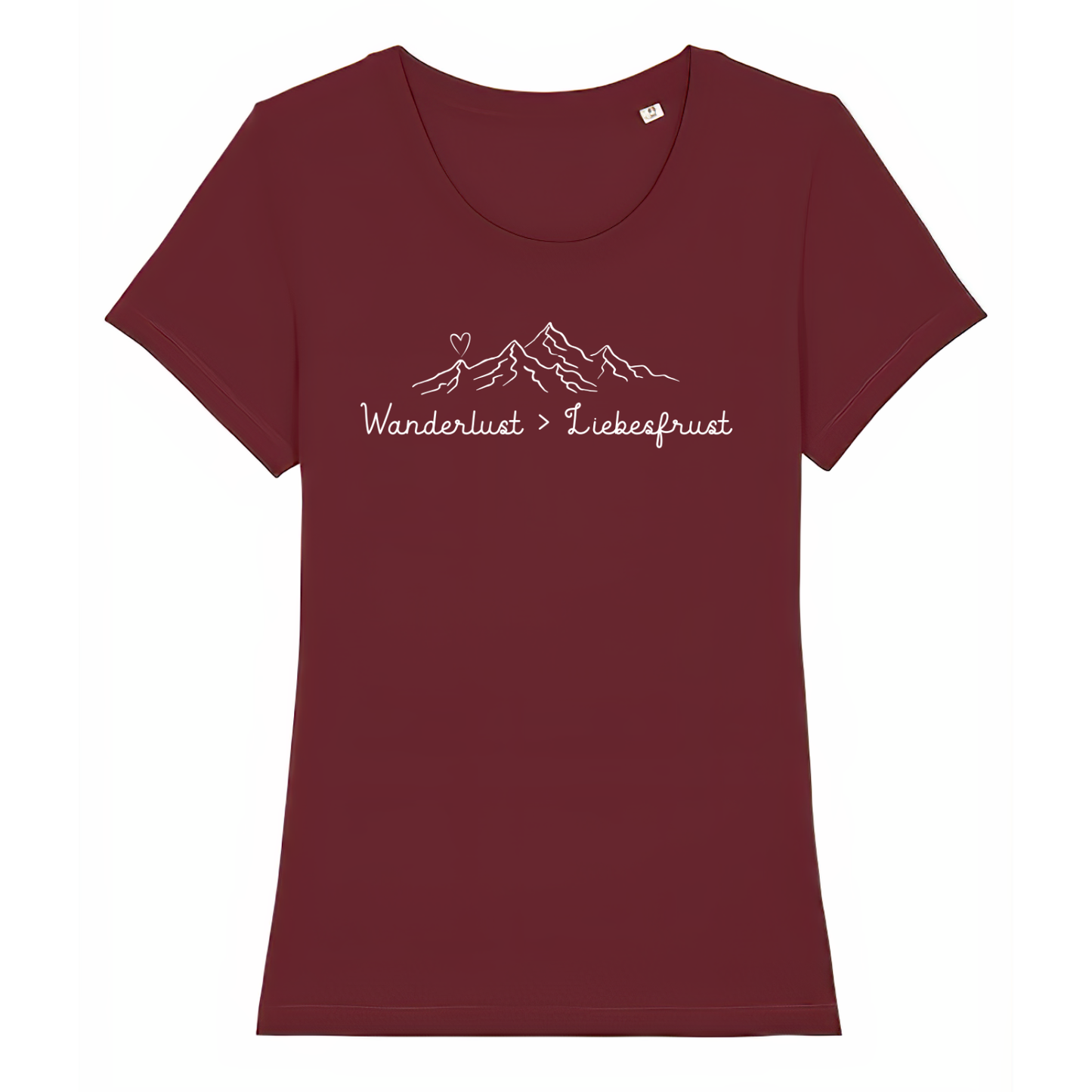 Wanderlust Frauen Shirt mit Wander-Spruch, Print Nahaufnahme