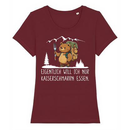 Kaiserbär Damen T-Shirt mit Kaiserschmarrn-Spruch, Print Nahaufnahme