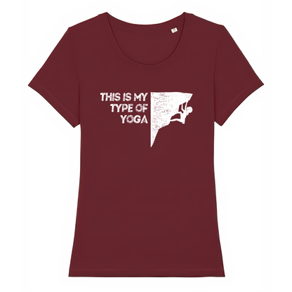 Yoga Frauen Shirt mit Berg-Spruch, Print Nahaufnahme