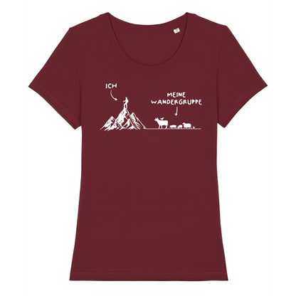 Wandergruppe Frauen Shirt mit Wander-Spruch, Print Nahaufnahme
