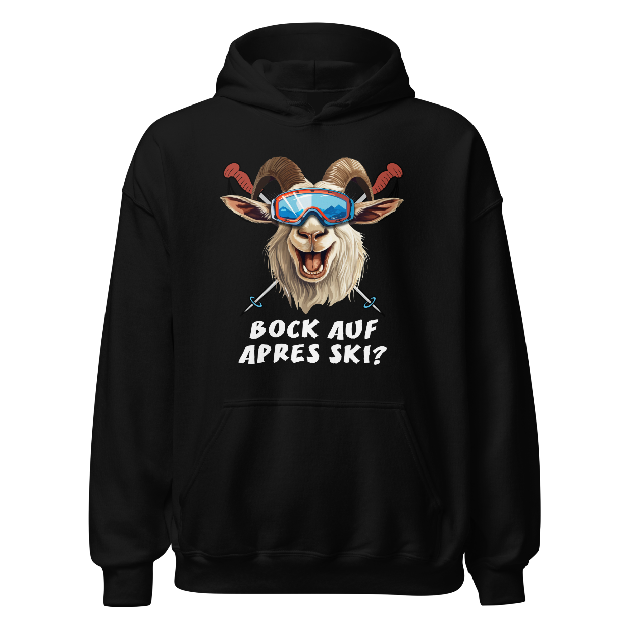 Bock auf Après Ski Hoodie mit Après-Ski-Spruch, Frontansicht
