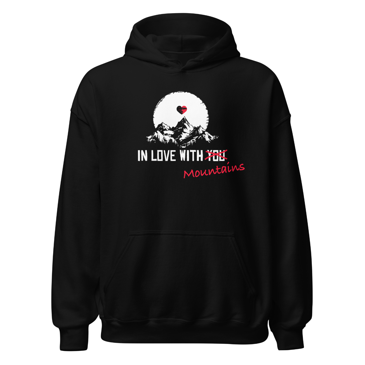 Mountainlove Hoodie mit Berg-Motiv, Frontansicht