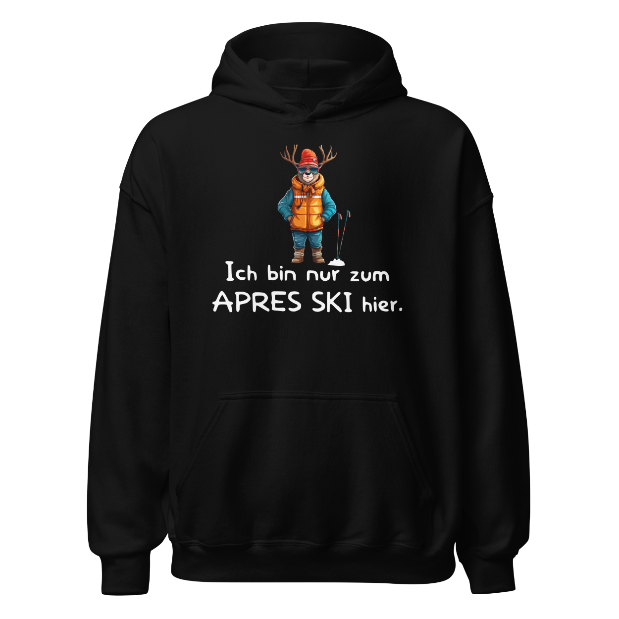 Après Ski Fanatiker Hoodie mit Après-Ski-Spruch, Frontansicht