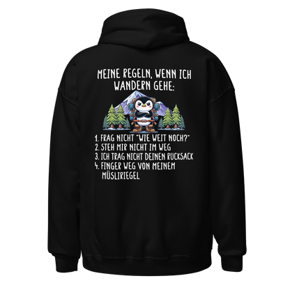 Meine Regeln Hoodie mit Wanderspruch, Frontansicht