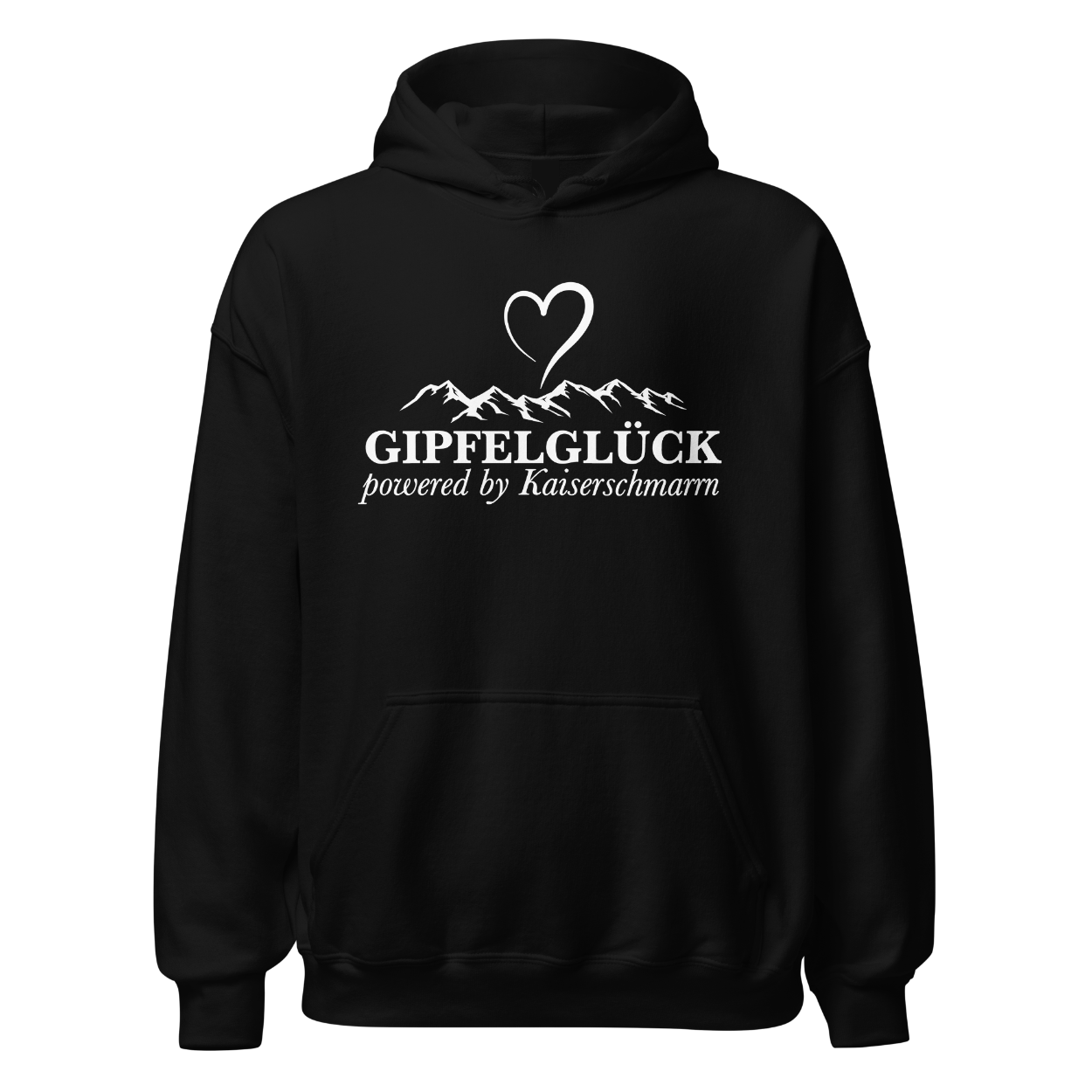 Gipfelglück Hoodie mit Berg-Spruch, Frontansicht