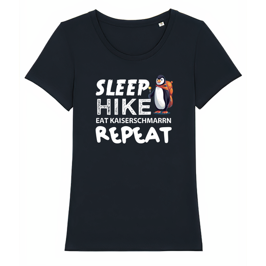 Routine Frauen Shirt mit Berg-Spruch, Frontansicht