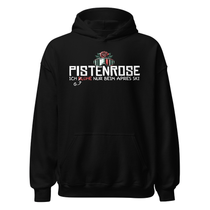 Pistenrose Hoodie mit Après-Ski-Spruch, Frontansicht