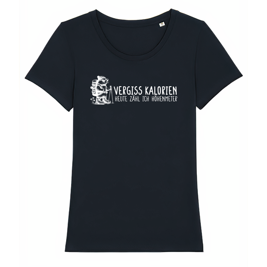 Höhenmeter Frauen Shirt mit Berg-Spruch, Frontansicht