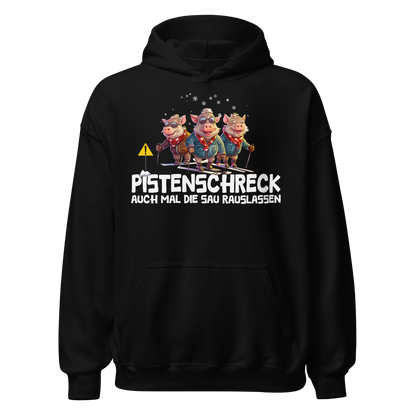 Pistenschreck Hoodie mit Apres-Ski-Motiv, Frontansicht