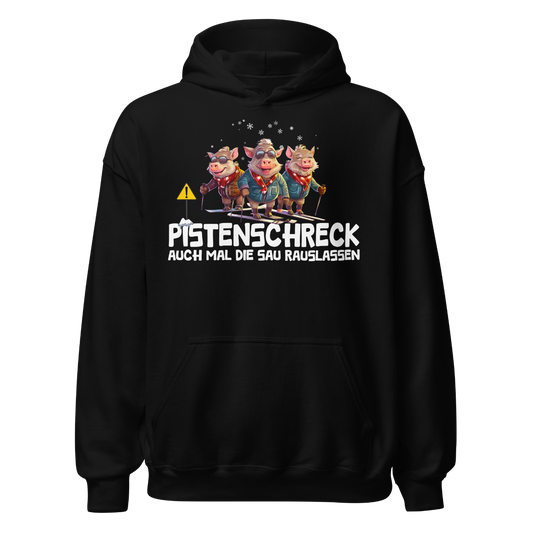 Pistenschreck Hoodie mit Apres-Ski-Motiv, Frontansicht