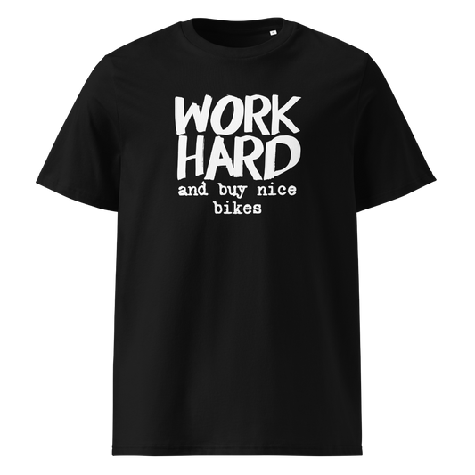 Work Hard Premium Shirt Unisex mit lustigem Spruch, Frontansicht