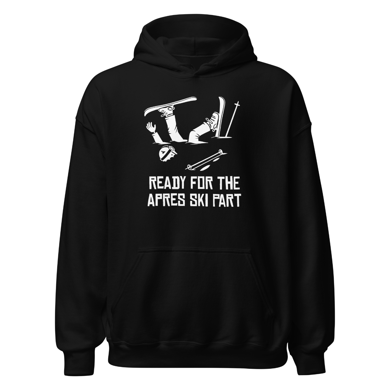 Ready for Apres Ski Hoodie mit Apres-Ski-Spruch, Frontansicht