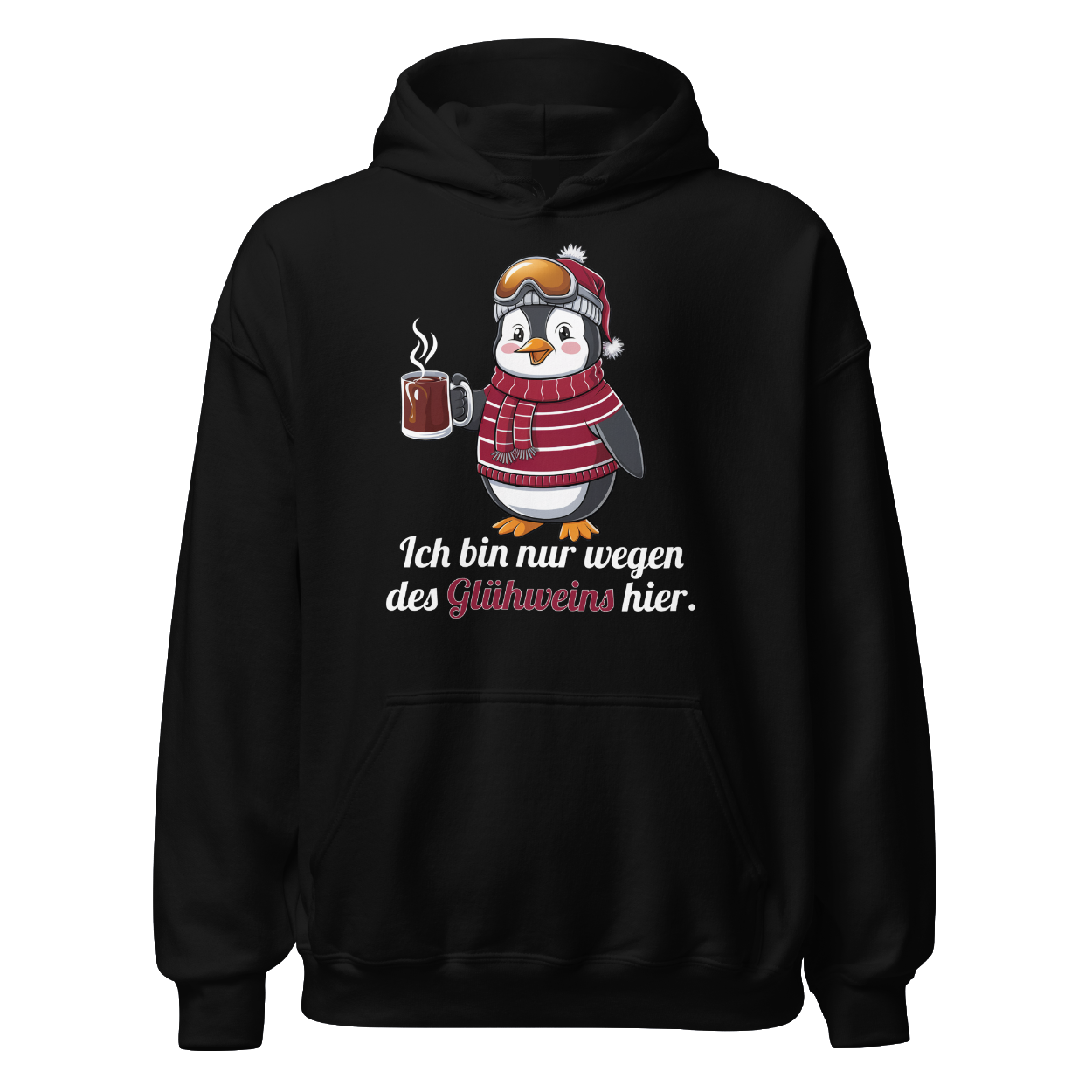 Glühwein Fanatiker Hoodie mit Winter-Spruch, Detailansicht