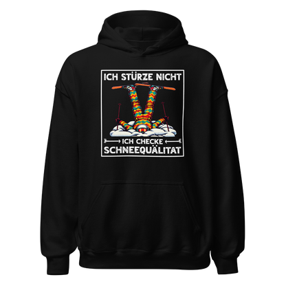 Schneequalität Hoodie mit Après-Ski-Spruch, Frontansicht