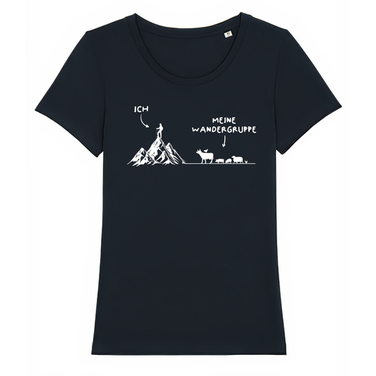 Wandergruppe Frauen Shirt mit Wander-Spruch, Frontansicht
