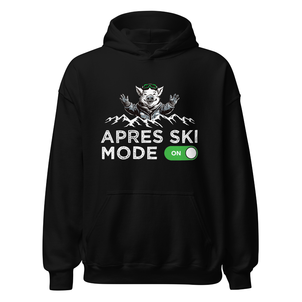 Après Ski Mode Hoodie mit Après-Ski-Spruch, Frontansicht