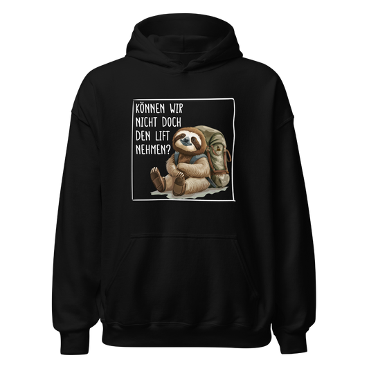 Lift Hoodie Unisex mit Faultier-Motiv, Frontansicht