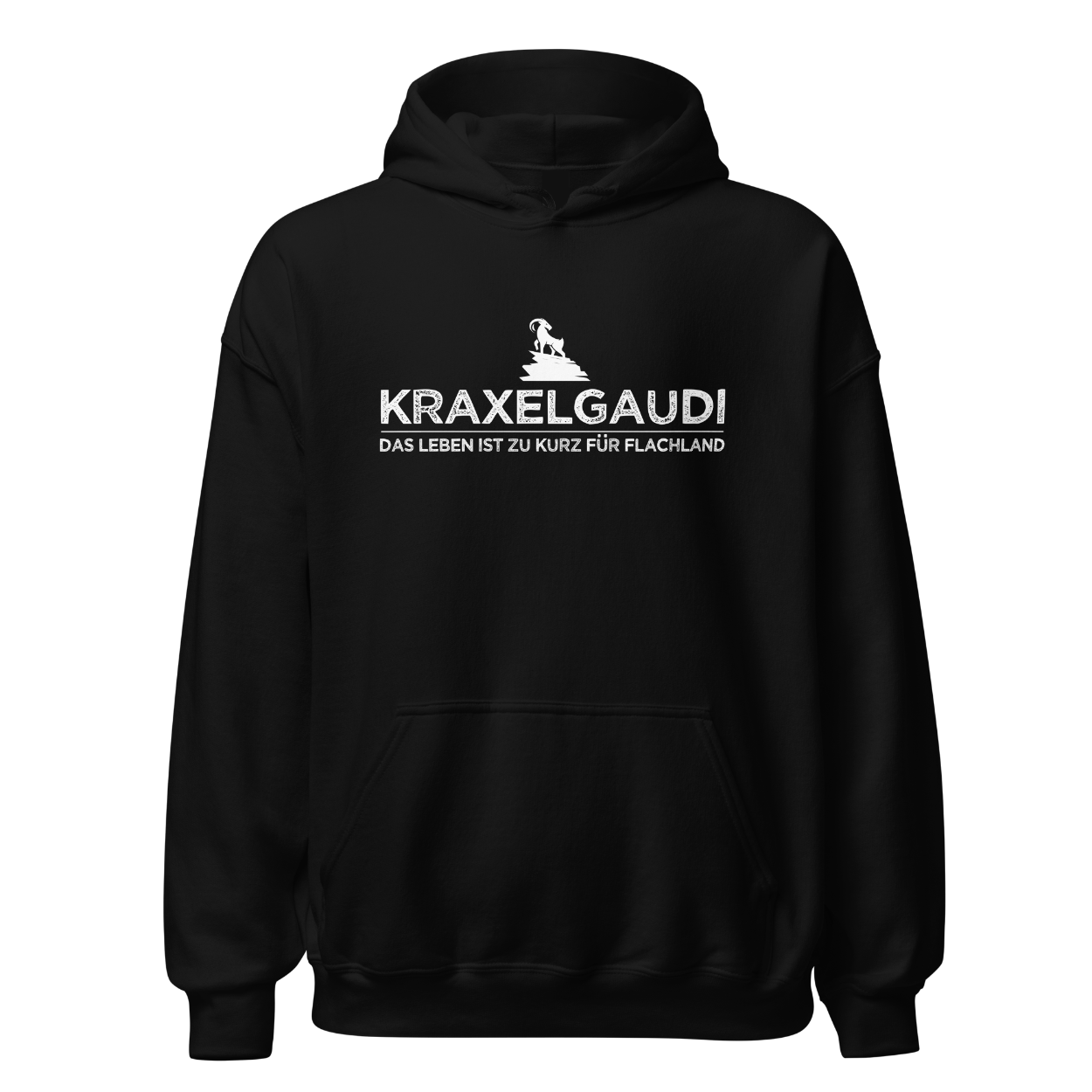 Kraxelgaudi Hoodie Unisex mit Marken-Motiv, Frontansicht