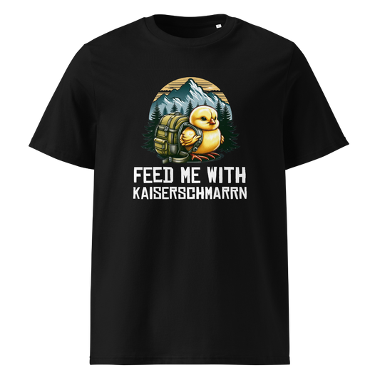 Feed Me T-Shirt Unisex mit Schriftzug, Frontansicht