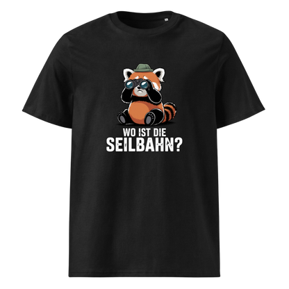 Wo ist die Seilbahn T-Shirt Unisex mit Wander-Spruch, Frontansicht