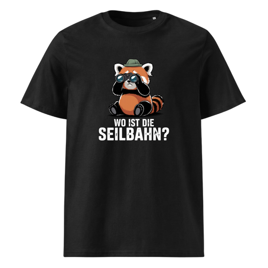 Wo ist die Seilbahn T-Shirt Unisex mit Wander-Spruch, Frontansicht