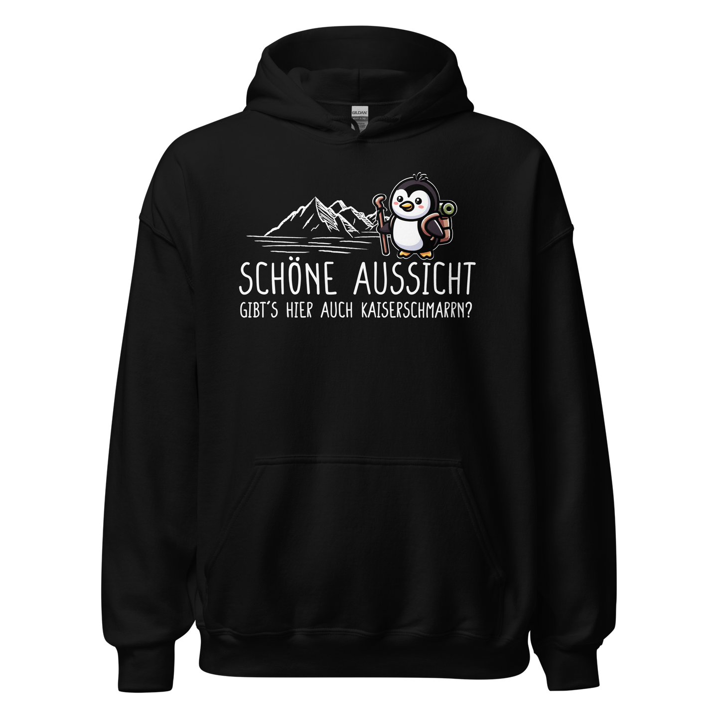 Schöne Aussicht Hoodie mit Wanderspruch, Frontansicht
