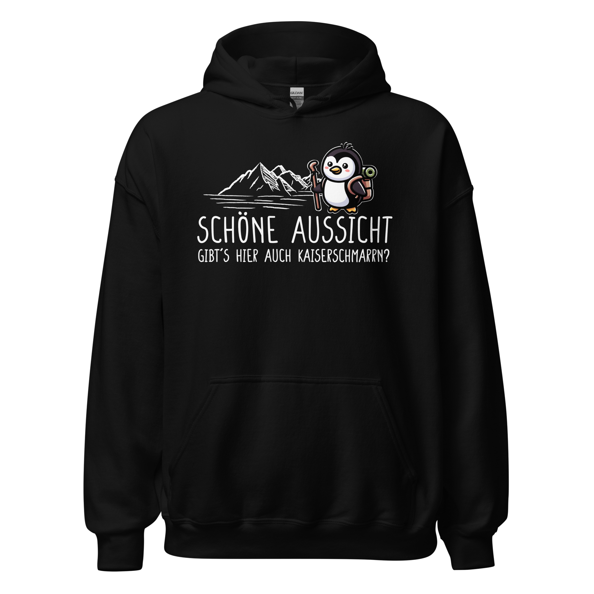 Schöne Aussicht Hoodie mit Wanderspruch, Frontansicht
