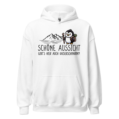 Schöne Aussicht Hoodie mit Wanderspruch, Motivdetail