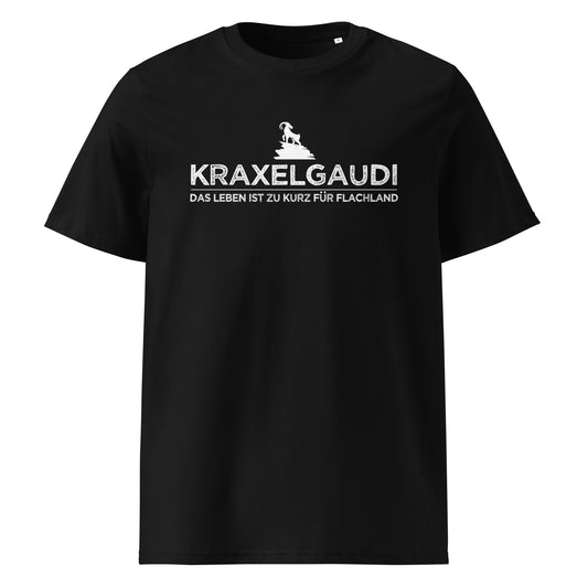 Kraxelgaudi T-Shirt Unisex mit Berg-Logo, Frontansicht