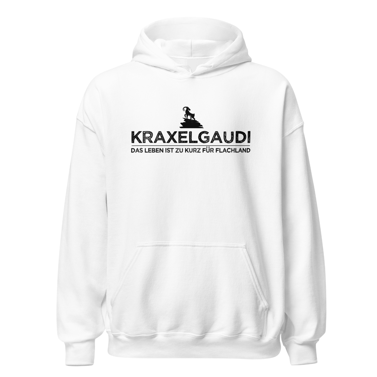 Kraxelgaudi Hoodie Unisex mit Marken-Motiv, Motivdetail