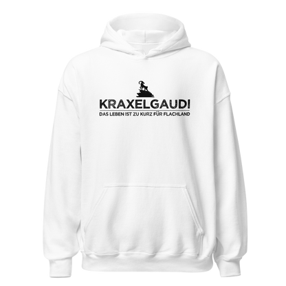 Kraxelgaudi Hoodie Unisex mit Marken-Motiv, Motivdetail
