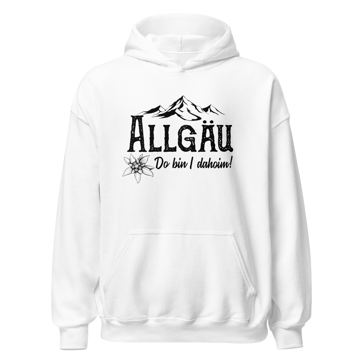 Dahoim Hoodie mit Berg-Spruch, Motivdetail