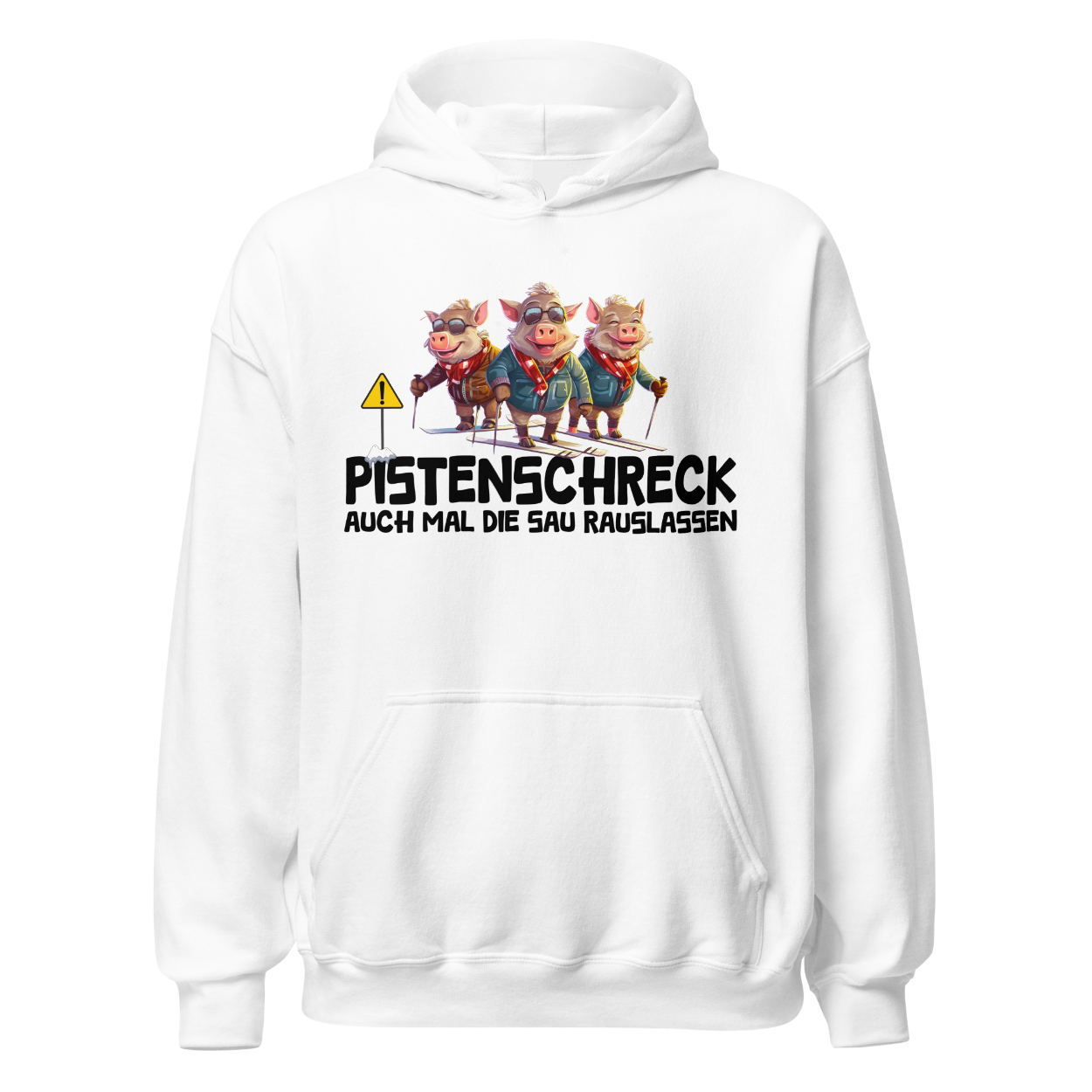 Pistenschreck Hoodie mit Apres-Ski-Motiv, Motivdetail