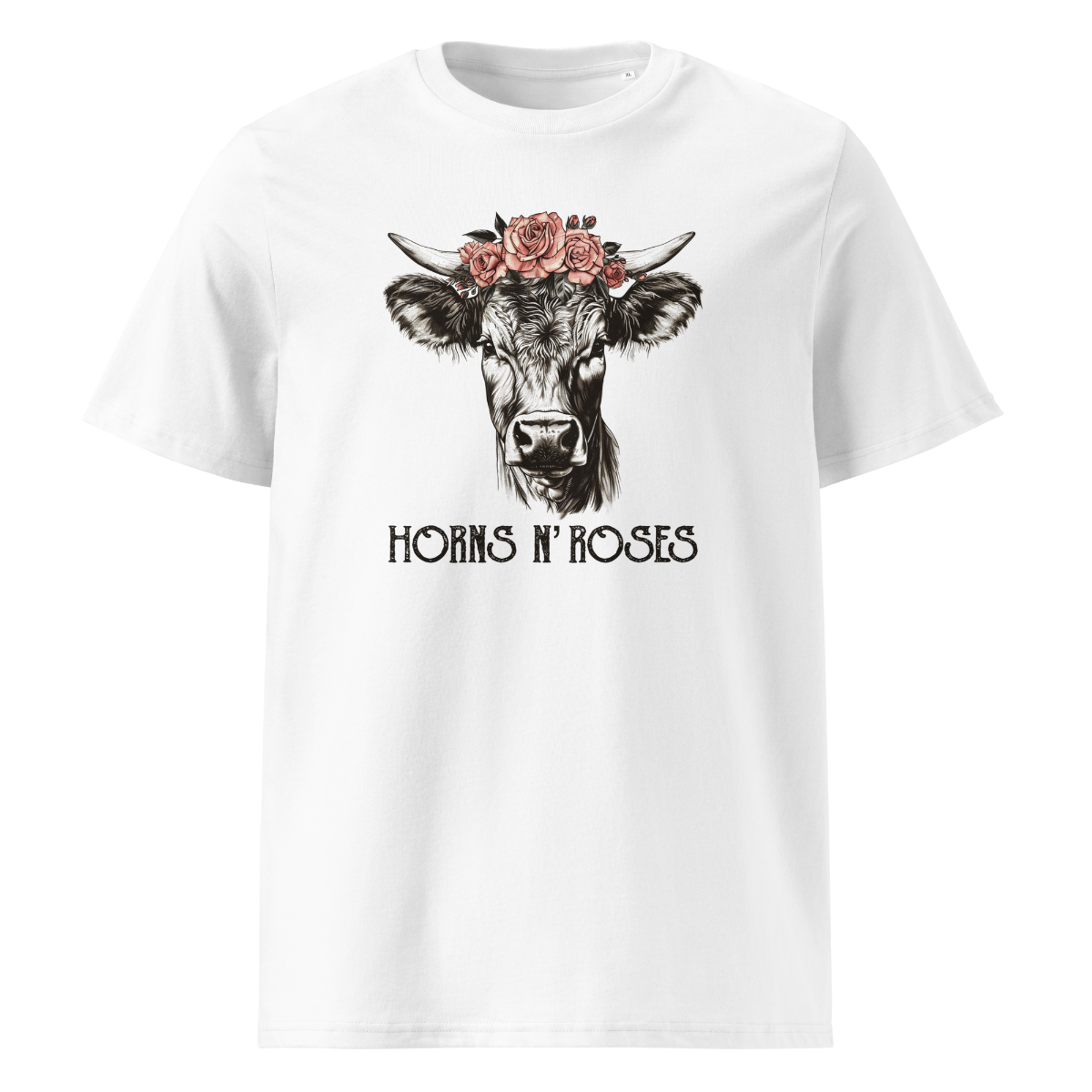 Horns N´Roses T-Shirt Unisex mit Rock-Berg-Motiv, Frontansicht