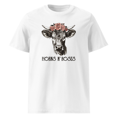 Horns N´Roses T-Shirt Unisex mit Rock-Berg-Motiv, Frontansicht