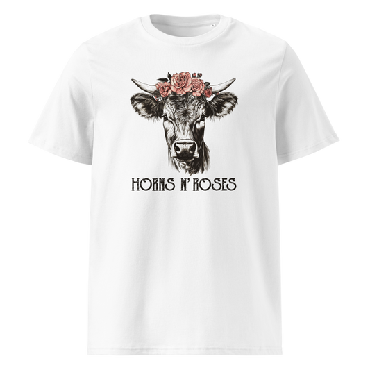 Horns N´Roses T-Shirt Unisex mit Rock-Berg-Motiv, Frontansicht