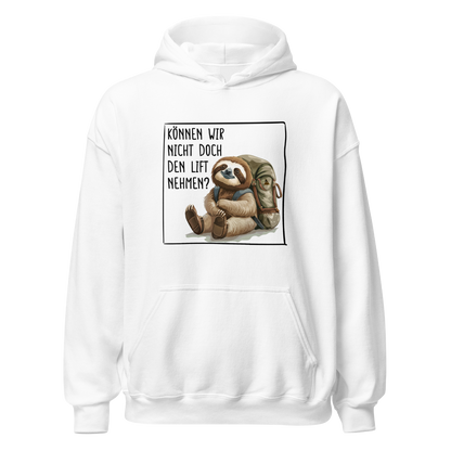 Lift Hoodie Unisex mit Faultier-Motiv, Motivdetail