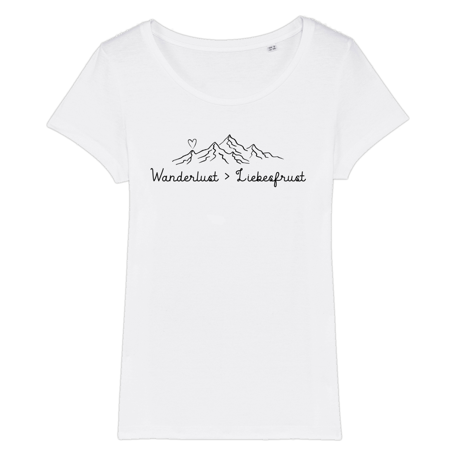 Wanderlust Frauen Shirt mit Wander-Spruch, Motivdetail