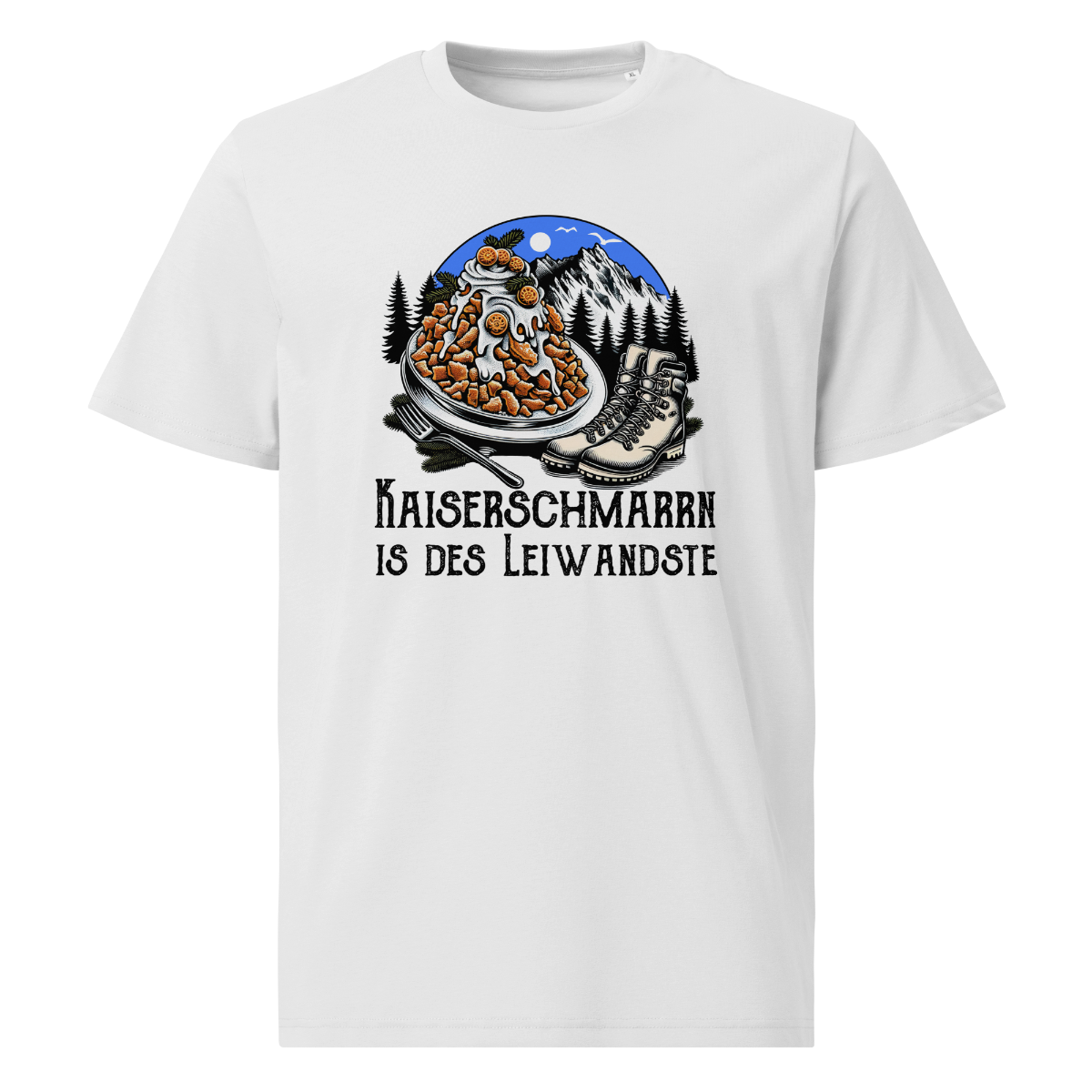 Leiwand T-Shirt mit Berg-Spruch, Motivdetail