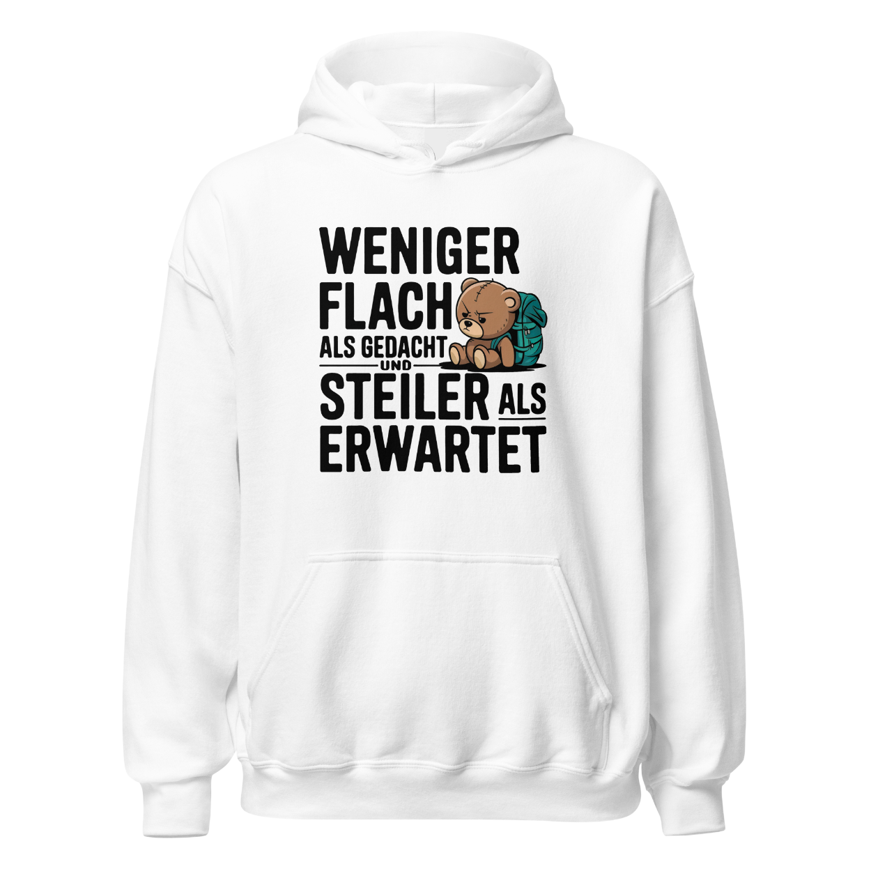 Steilzeit Hoodie mit Berg-Spruch, Motivdetail