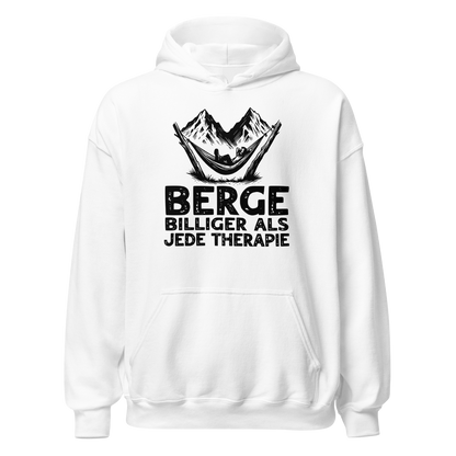 Bergtherapie Hoodie mit Berg-Spruch, Motivdetail