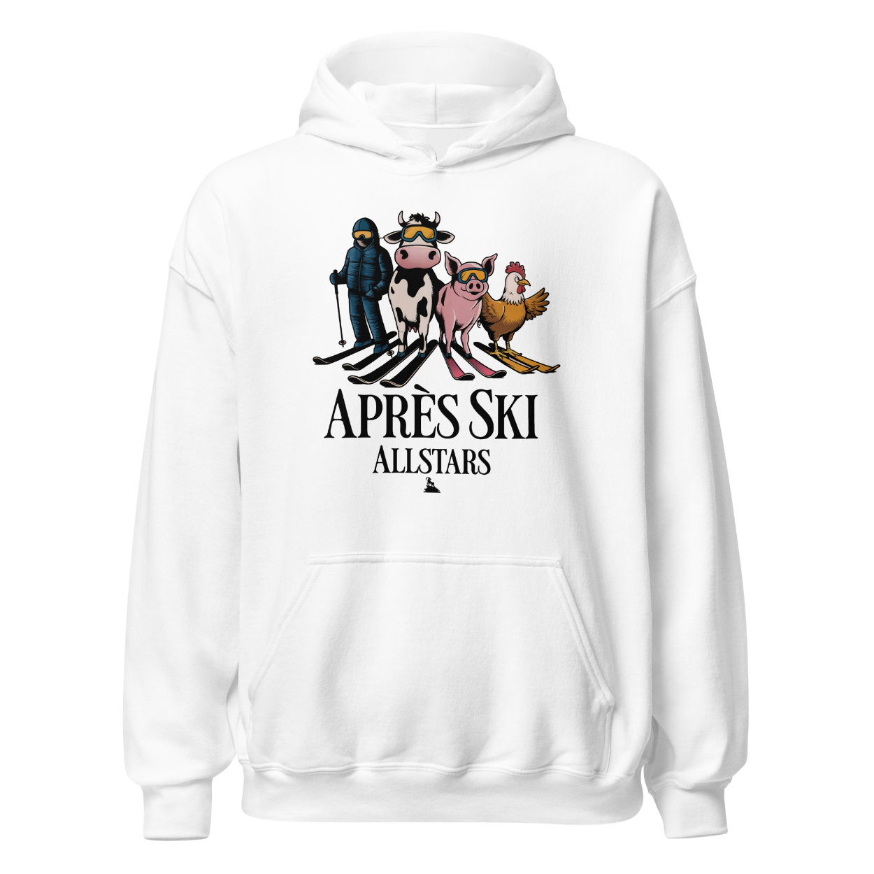 Après Ski Allstars Hoodie mit Après-Ski-Spruch, Motivdetail