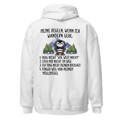 Meine Regeln Hoodie mit Wanderspruch, Motivdetail