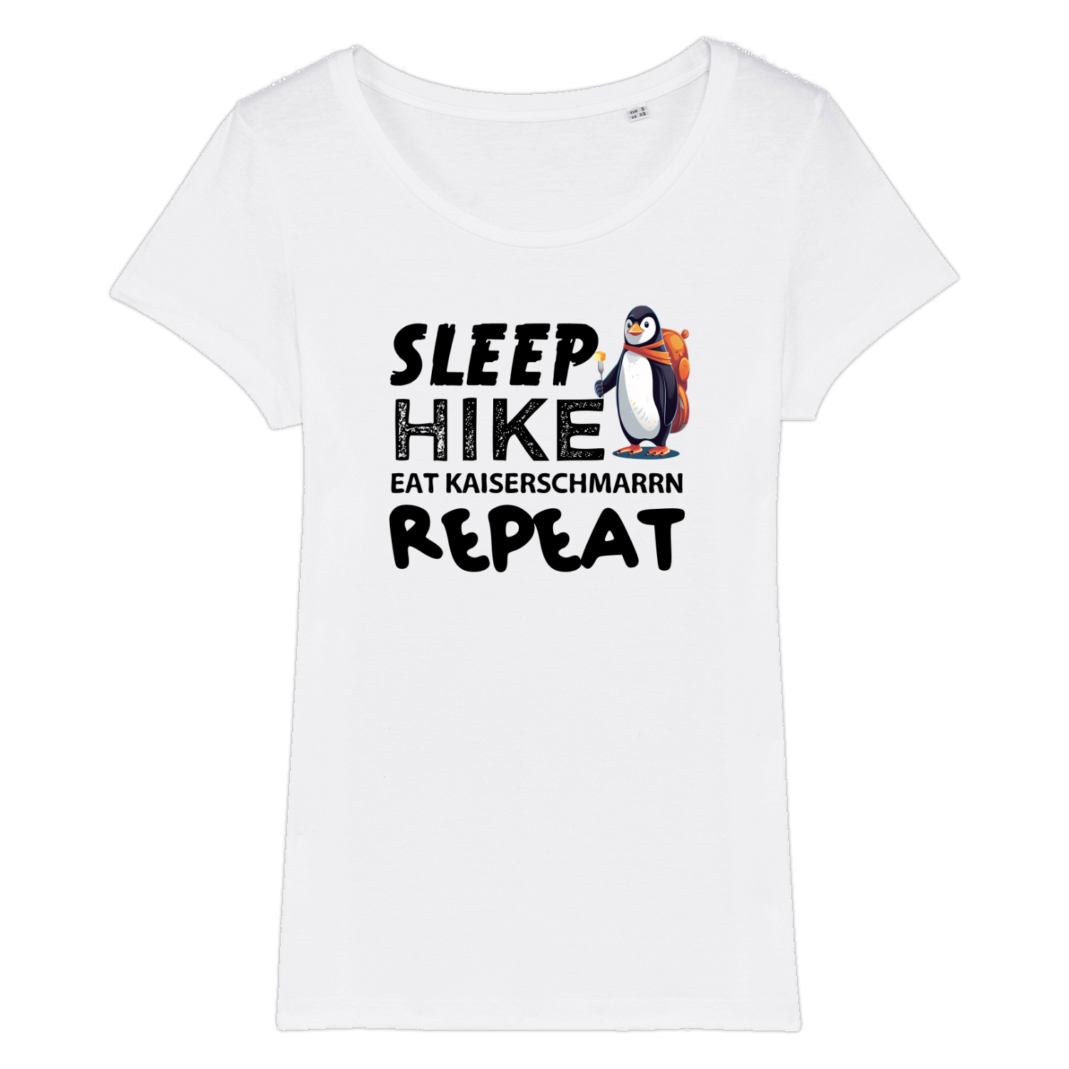 Routine Frauen Shirt mit Berg-Spruch, Motivdetail