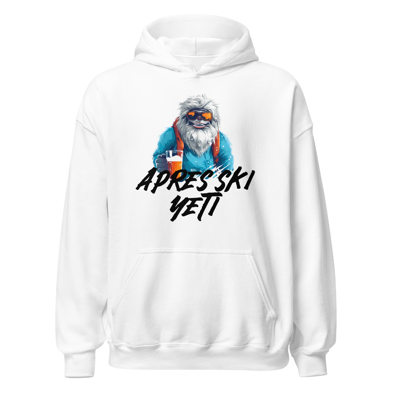 Après Ski Yeti Hoodie mit Yeti-Motiv, Frontansicht