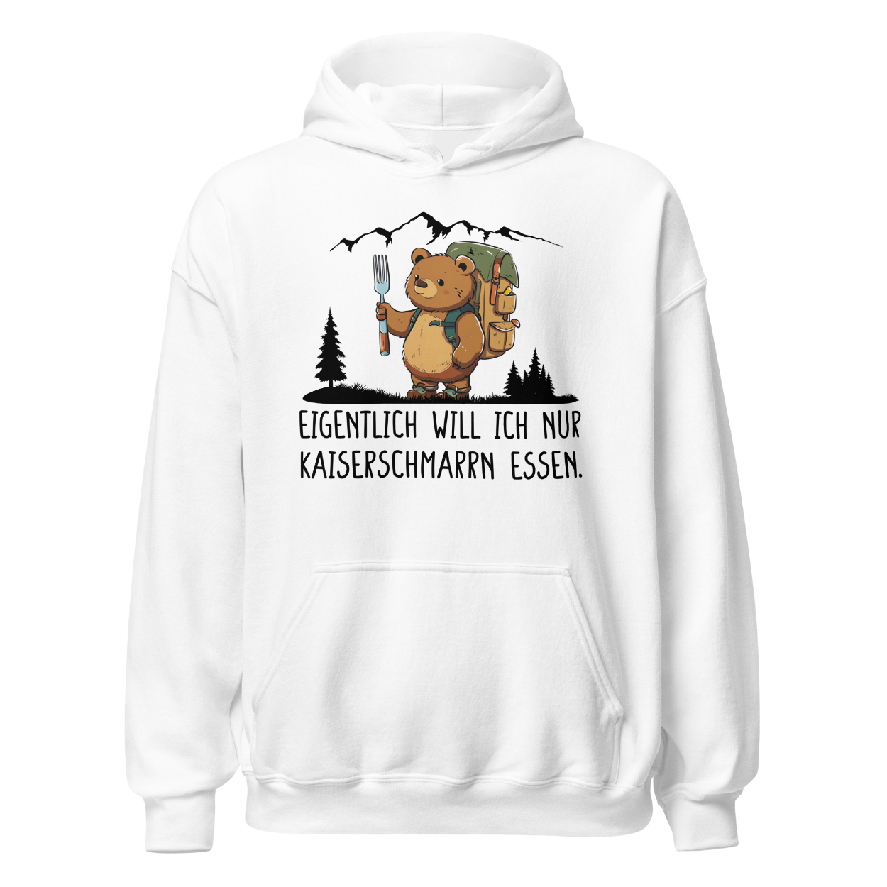 Kaiserbär Hoodie Unisex mit Kaiserschmarrn-Spruch, Motivdetail