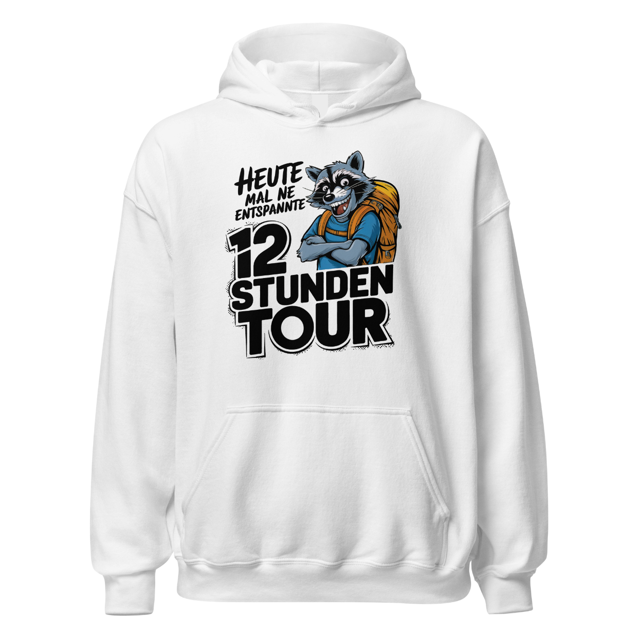 12 Stunden Tour Hoodie mit Wander-Spruch, Motivdetail