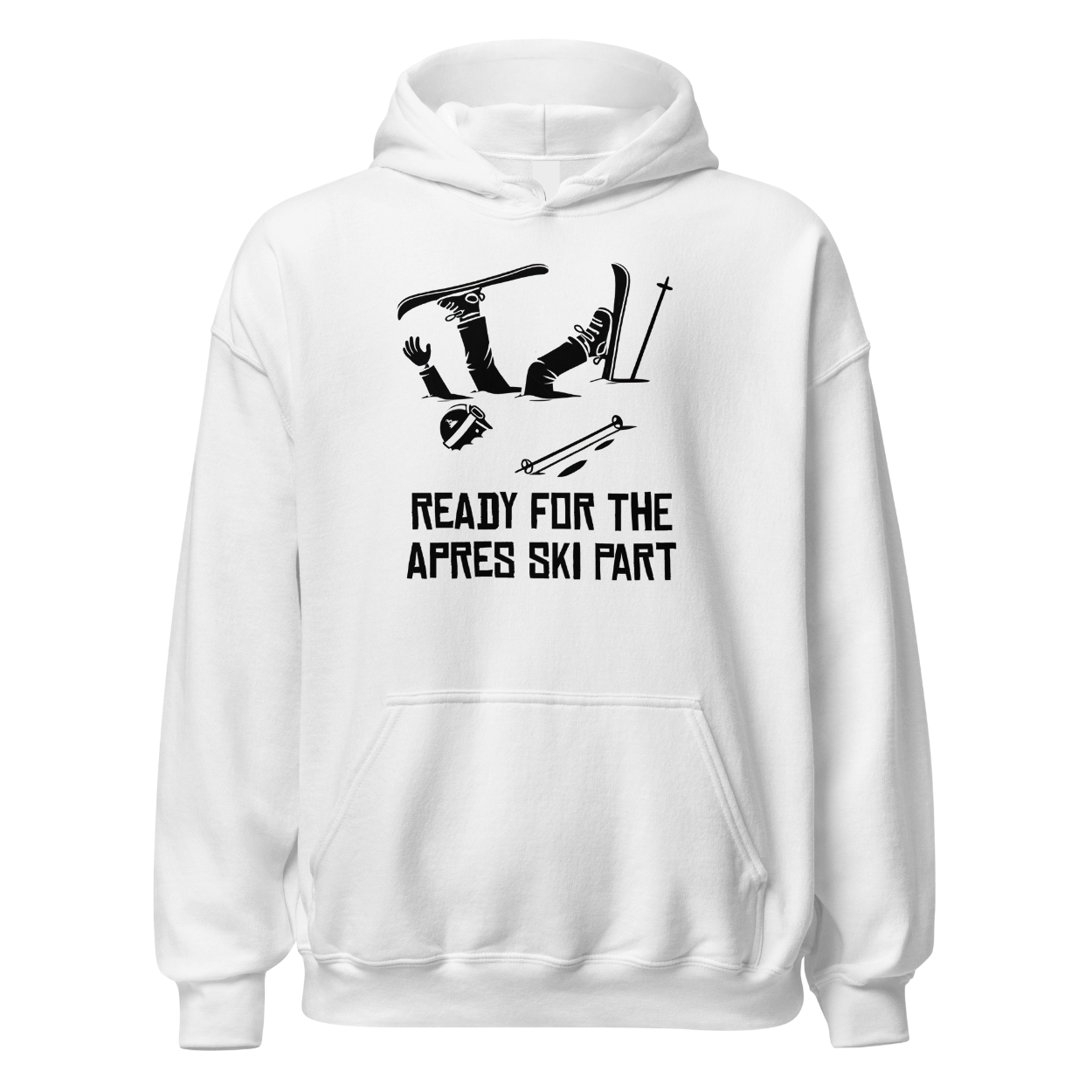 Ready for Apres Ski Hoodie mit Apres-Ski-Spruch, Motivdetail